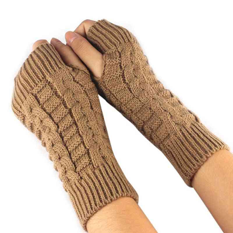 Neulotut virkatut pitkät sormettomat lapaset gants femme muoti naiset talvi syksy käsineet