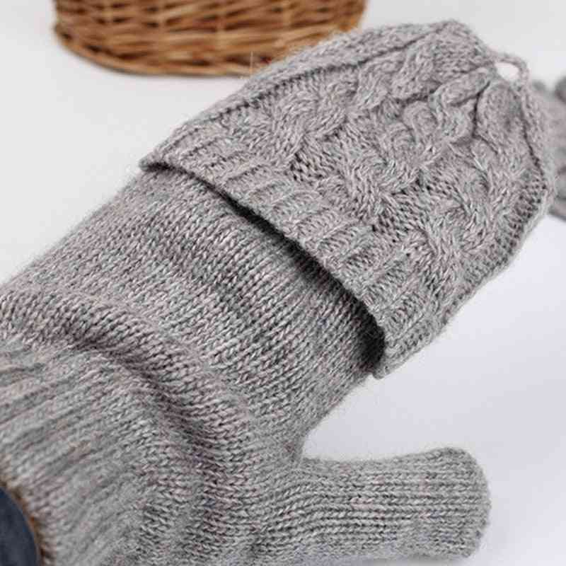 Women Winter Woolen Soft Fingerless Gloves
