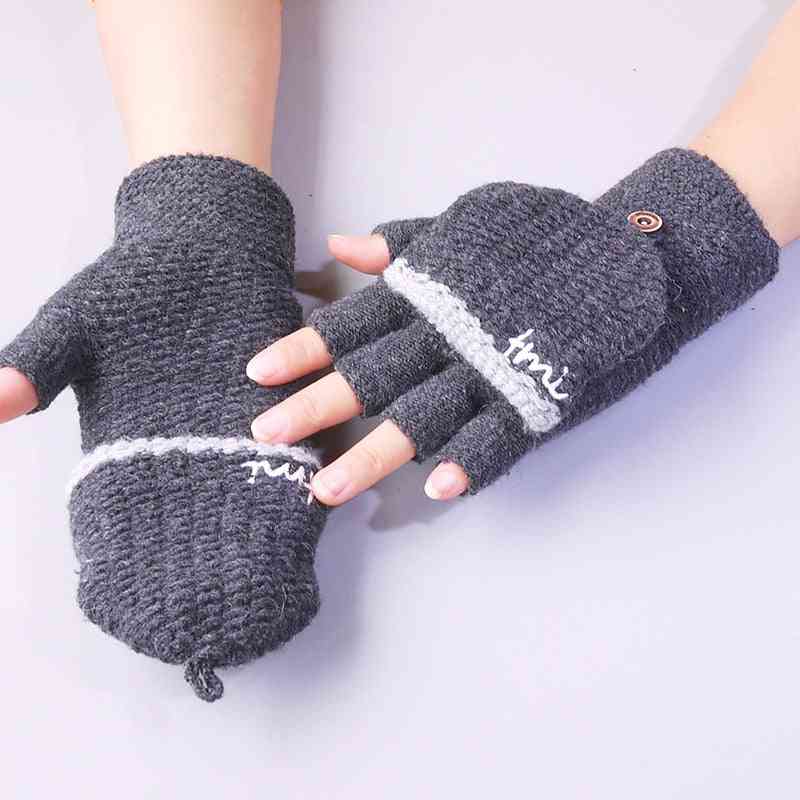 Vinter varm- strikket stretch, touch-screen halvfinger handsker til