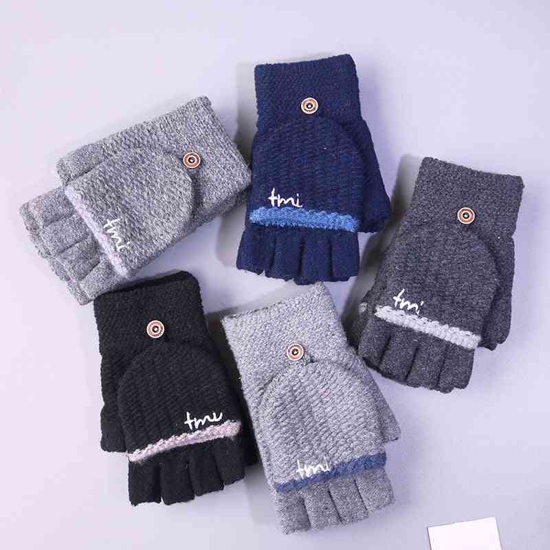 Zimné rukavice z teplého pleteného strečového dotykového displeja pre deti