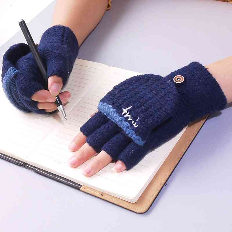 Vinter varm- strikket stretch, touch-screen halvfinger handsker til