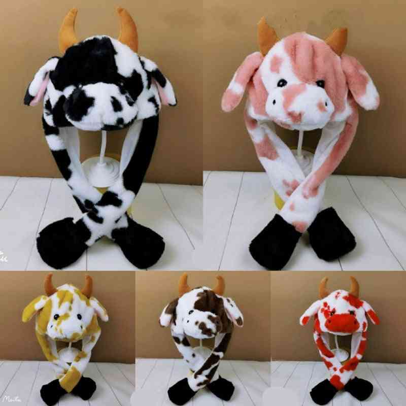 Cow & Rabbit Hat With Light, Air Float Filling Ear Moving Cap