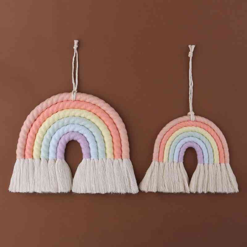 Rainbow Macrame- Tapestry Wall Hanging Decor, Cotton Hand Weave