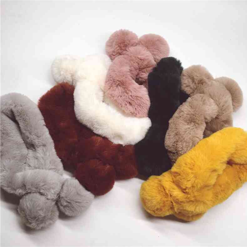 Winter Warmers- Imitation Rabbit Fur, Collar Pompom Neck Scarf For Boy,