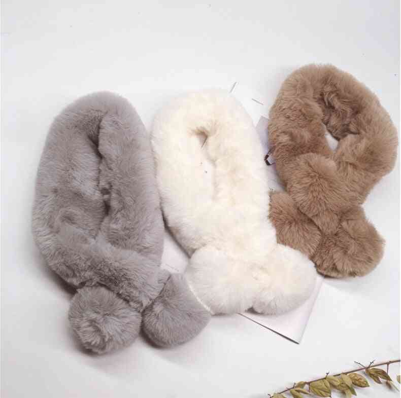 Winter Warmers- Imitation Rabbit Fur, Collar Pompom Neck Scarf For Boy,