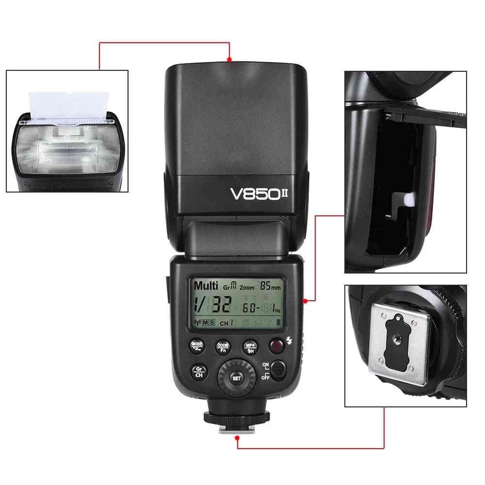 V850ii gn60 off camera 1/8000s hss flash speed lite 2.4g wireless x sistema batteria agli ioni di litio per fotocamere canon nikon dslr
