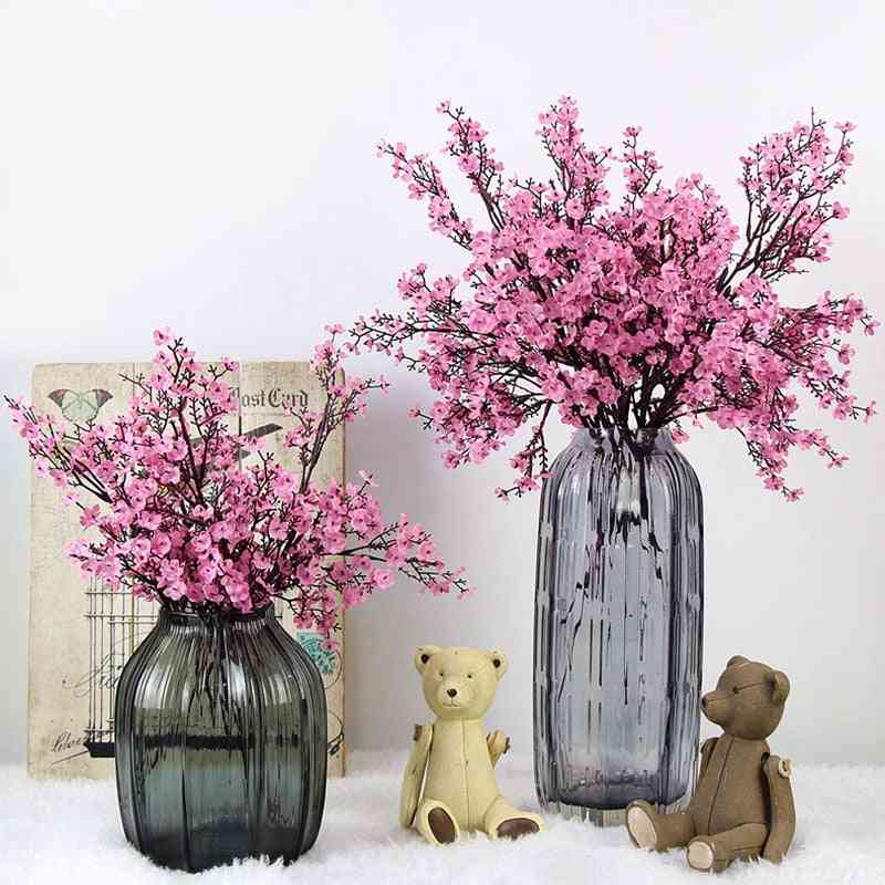 Artificial Flowers, Cherry Blossoms, Gypsophila, Fake Plants, - Wedding Bouquet Vases Decor