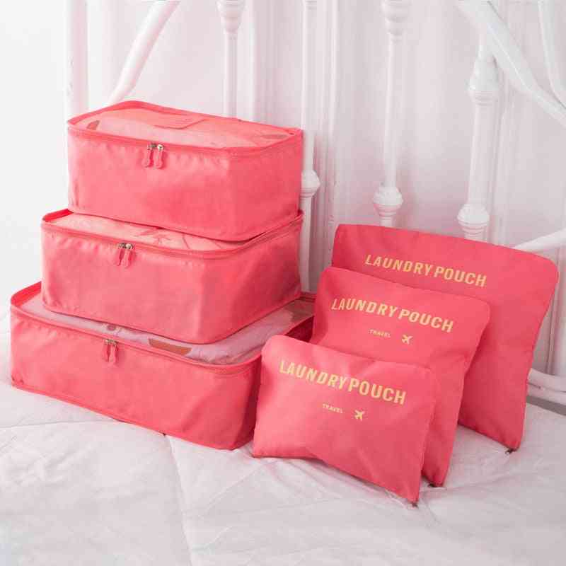 6-pieces Nylon Packing, Cube Travel Bag Set