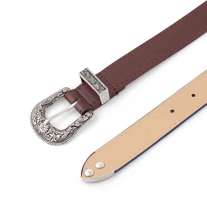 Women's Retro Pin Buckle Pu Leather Belt