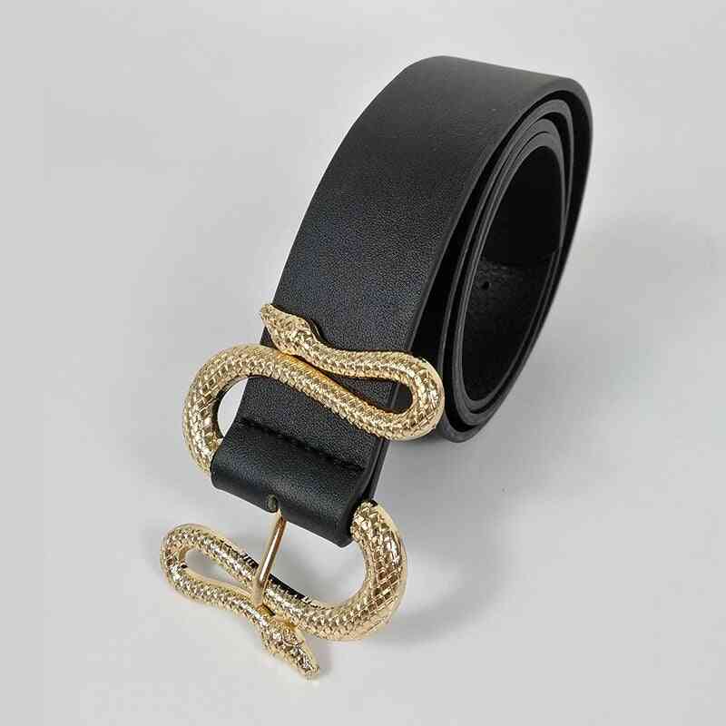 Women High Quality Soft Pu Leather Snake Belt