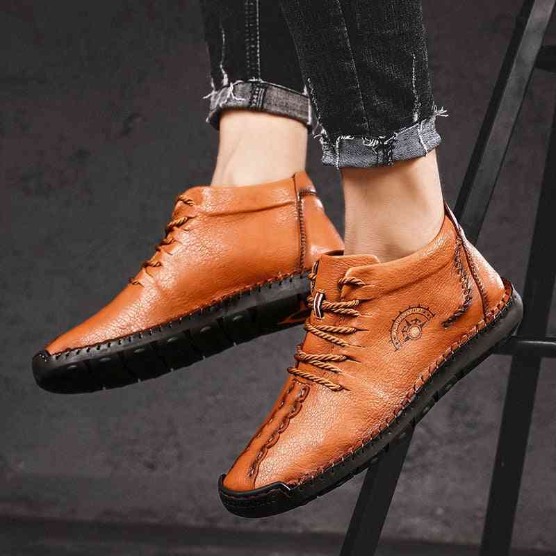 Fashion Leather Men Boots, Fur Ankle Boots