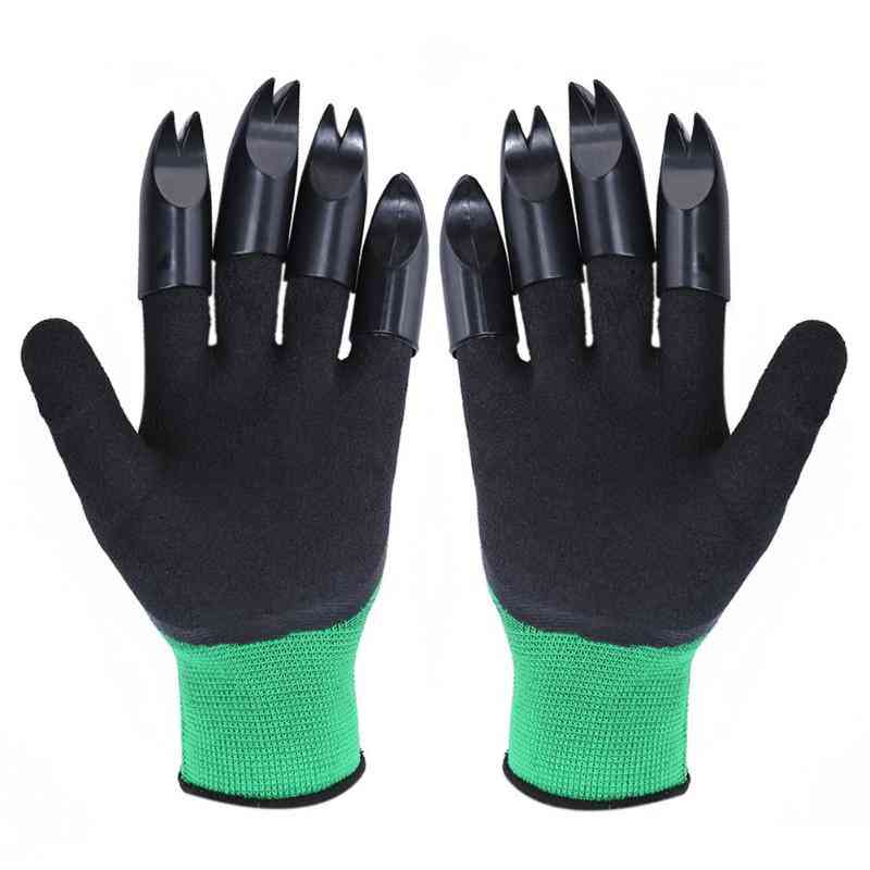 1 Pair Garden Digging Gloves With 4 Right Hand Fingertips