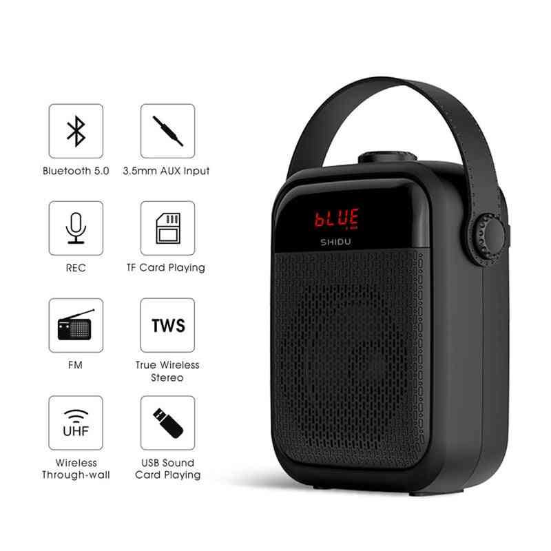 Amplificateur vocal portable microphone sans fil audio bluetooth haut-parleur mégaphone haut-parleur enregistrement tws fm radio h6