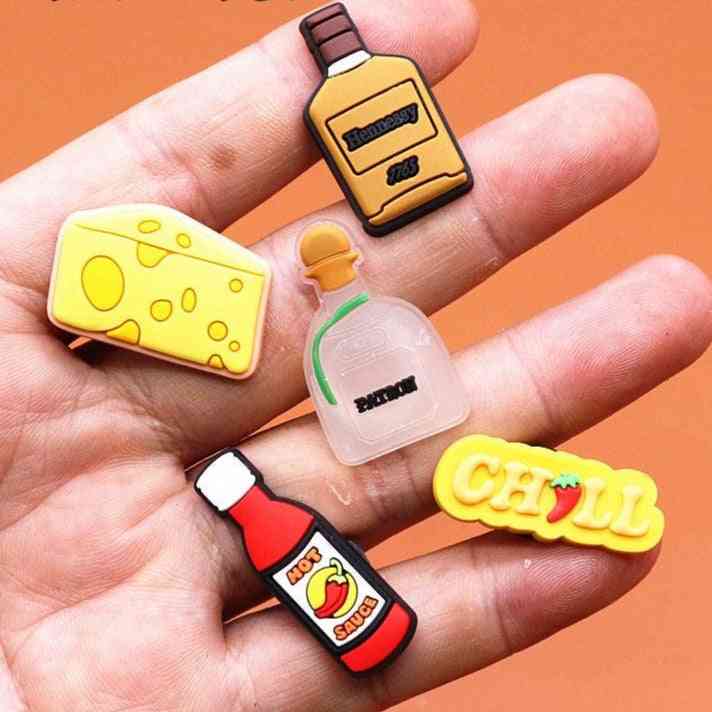 Wine Bottle Shoe Charms Cheese Chili Sauce Accessories Decoration