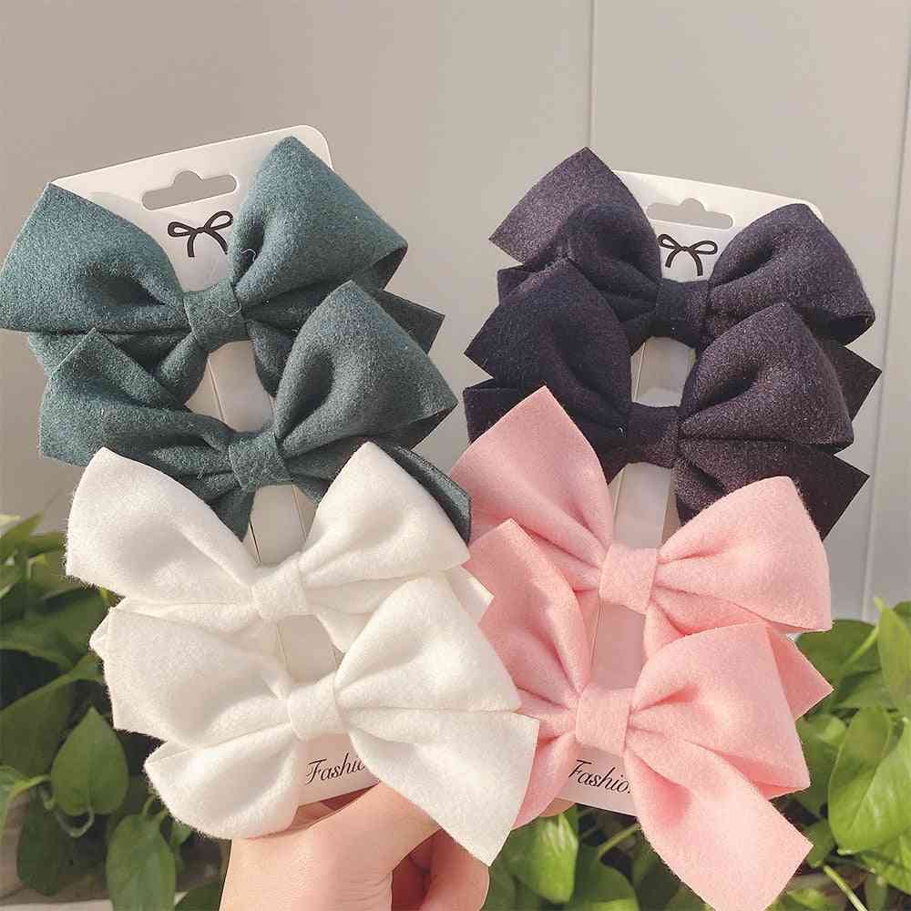 Solid Color- Bows Hair Clip Hairpins, Barrettes Headwear For