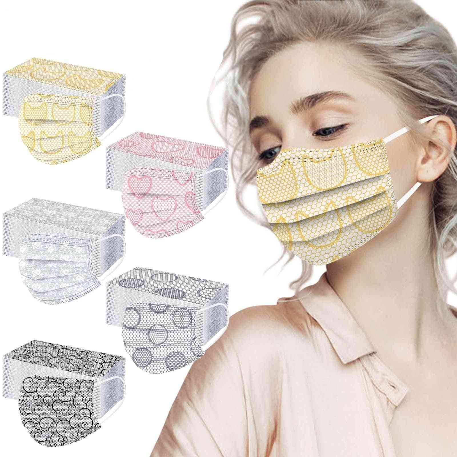 Adult Lace Disposable Non-woven Fabric Facial 3 Layers Personal Face Mouth Masks
