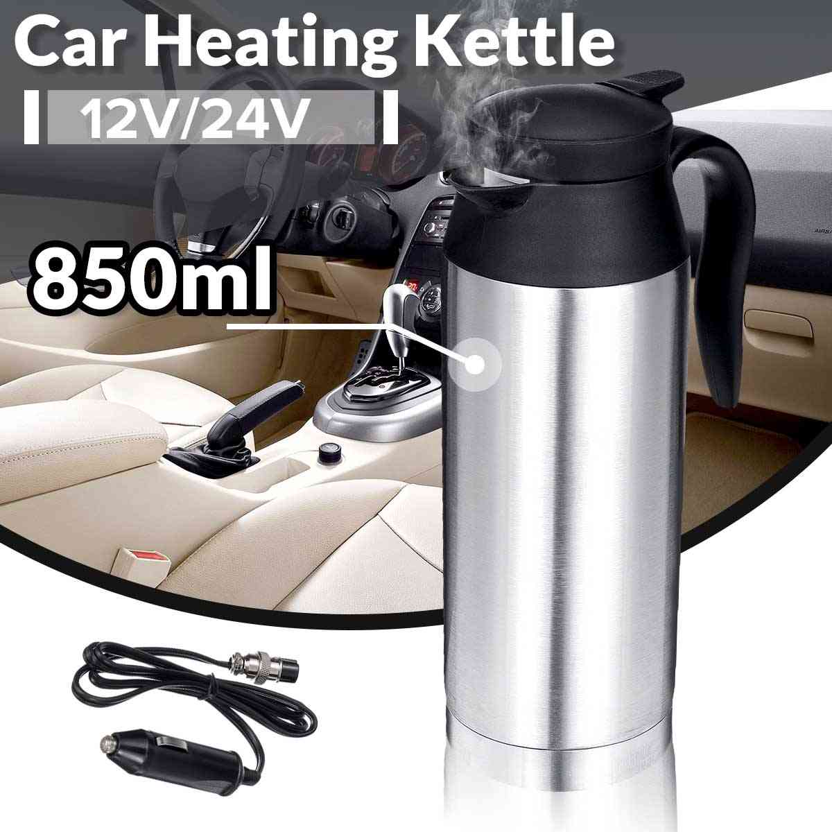 Bouilloire électrique en acier inoxydable, tasse chauffée de thé de café de voyage en voiture