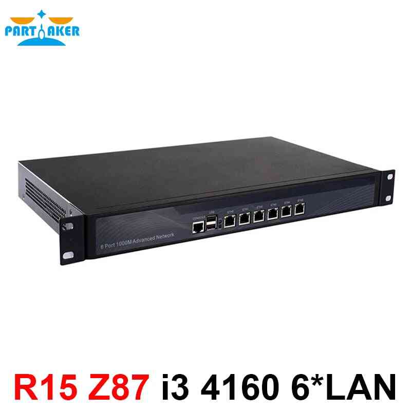 1U netværk firewall router med 6 porte gigabit lan Intel Core i3 4150 3,5 GHz