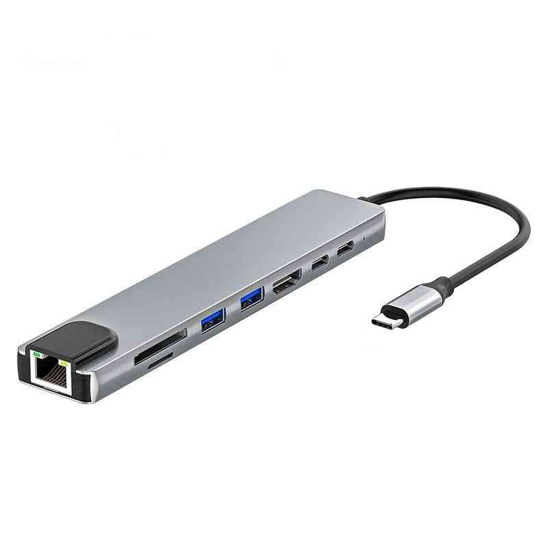 USB-telakointiasema, tyyppi c, napa, usb-c, hdmi-yhteensopiva, rj45, usb 3.0 -sovitin