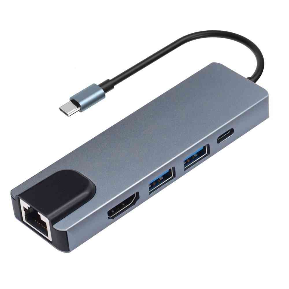 Docking station USB tipo c hub USB-c a compatibile con hdmi rj45 adattatore usb 3.0