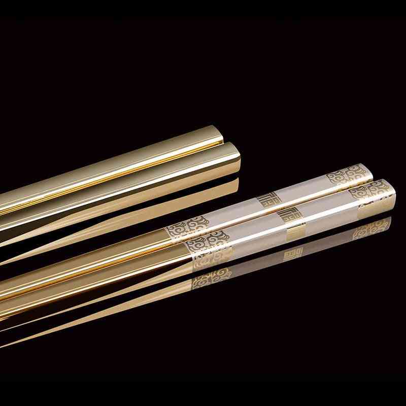 Stainless Steel Anti-rolling Luxury Laser, Fortune Chopstick