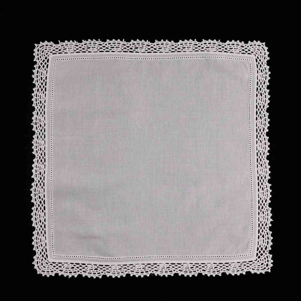 White Premium Cotton Lace Handkerchiefs Crochet Hankies For Women