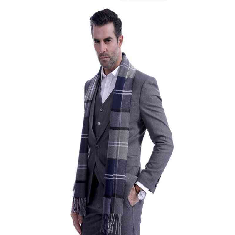 Écharpe longue à carreaux en laine douce écossaise pour hommes