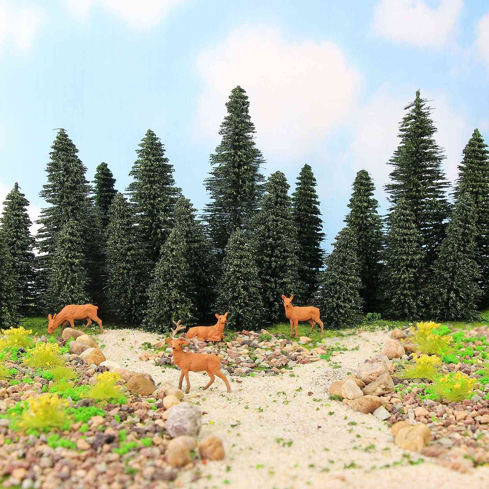 Pine Trees Green Pines Scale 1:87 Model Moose Deer, Railway Layout Mini Scenery