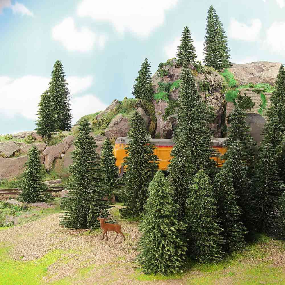 Fyrretræer grønne fyrretræer skala 1:87 model elghjorte, jernbanelayout minilandskab