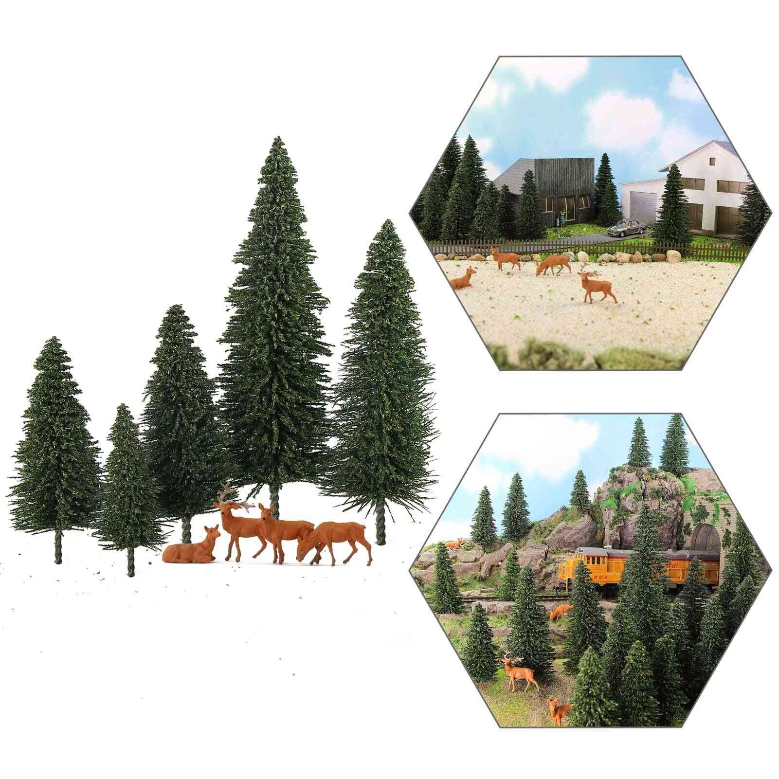 Fyrretræer grønne fyrretræer skala 1:87 model elghjorte, jernbanelayout minilandskab