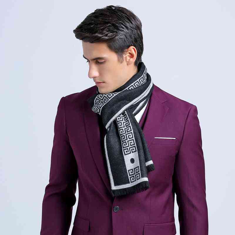 Letter Luxury Business Mens Silk Cashmere Scarf Shawl