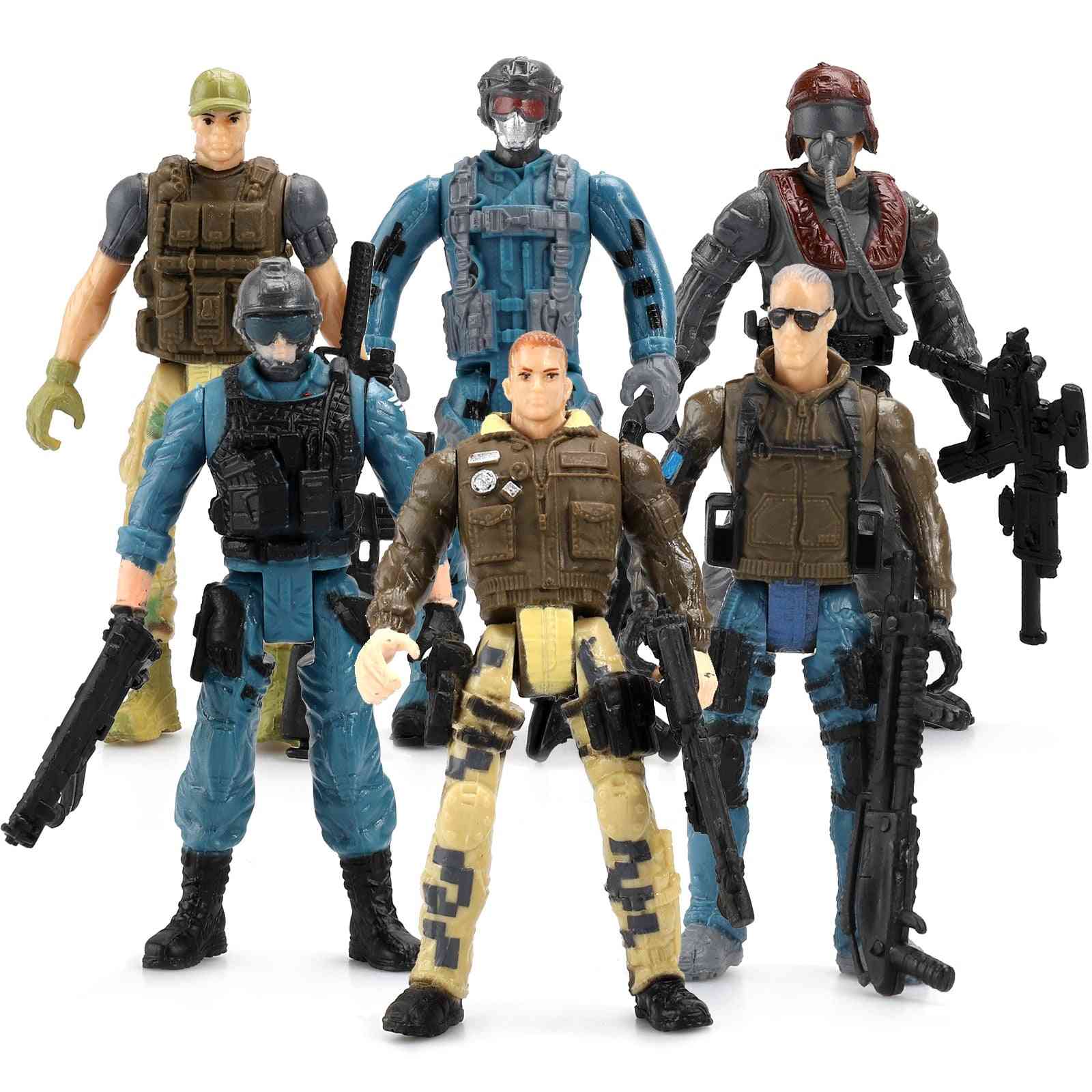 Army Men And Swat Team Toy, Soldiers Action Figures, Playset With Joint Movable Figure Toys For Kids,