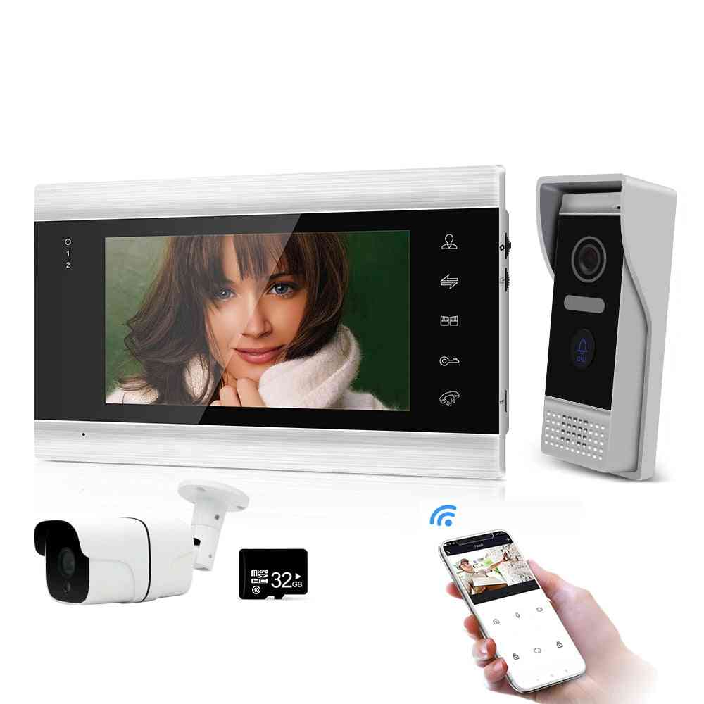 7 ‘’ Wifi Wireless Video Intercoms For Home Indoor Monitor Doorbell With 720p Camera