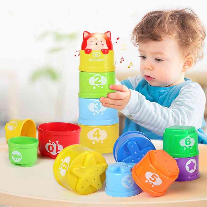 Montessori bokstäver och siffror tryckta set med staplande leksaker