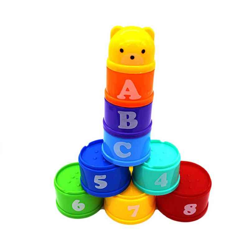 Montessori baba csecsemő kisgyermek verem csésze torony számok betűk oktatási baba korai intelligencia