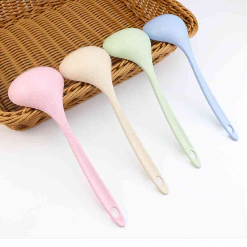 Tableware Wheat Straw Rice Ladle Long Handle Soup Spoon