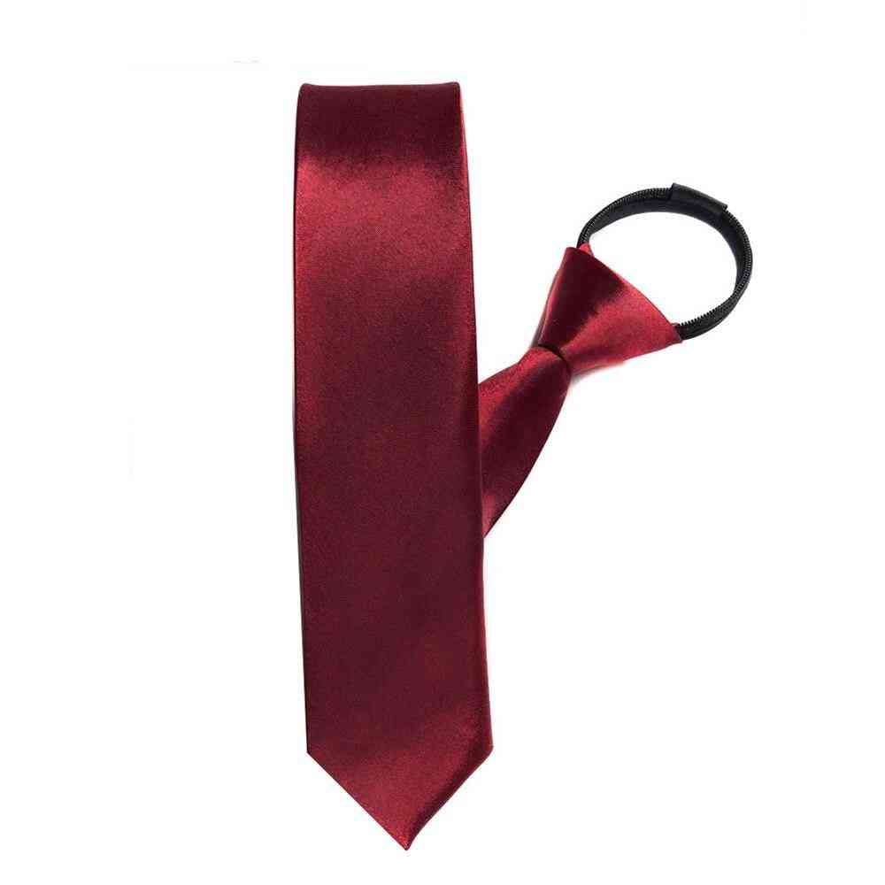 Pre-tied Zipper Tie Neck Mens Skinny 5cm Zipper Neckties
