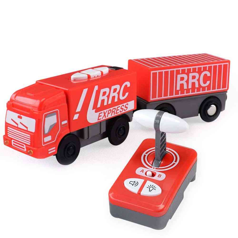 Ensemble de train télécommandé rc camion express électrique chariot de train magnétique piste en bois jouet électrique