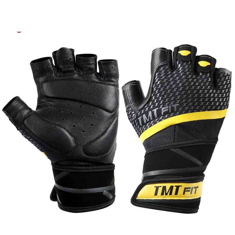 Leather- Fitness Weight Lifting, Dumbbell Gym Gloves