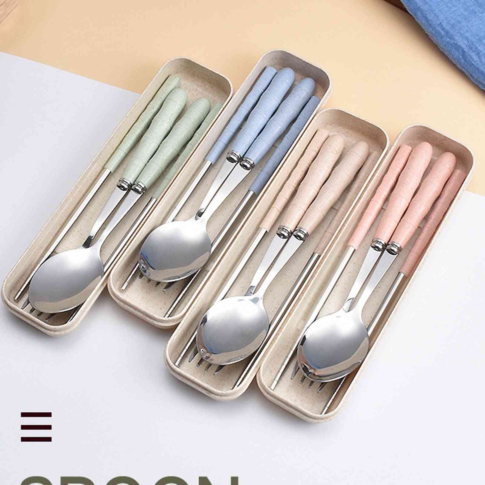 3-in-1 Stainless Steel Fork Spoon Chopsticks Set