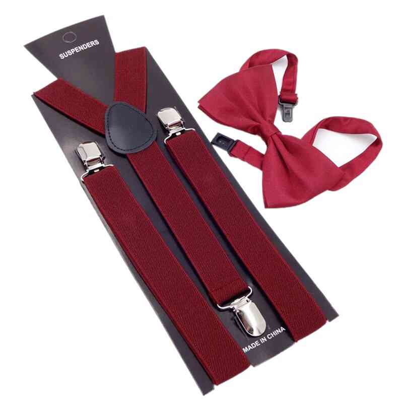 Colorful Adjustable- Bow Tie & Suspenders, Set Accessories