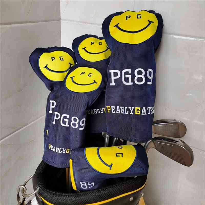 Smilling Face Nylon Golf Hybrid Putter Covers For Clubs Set