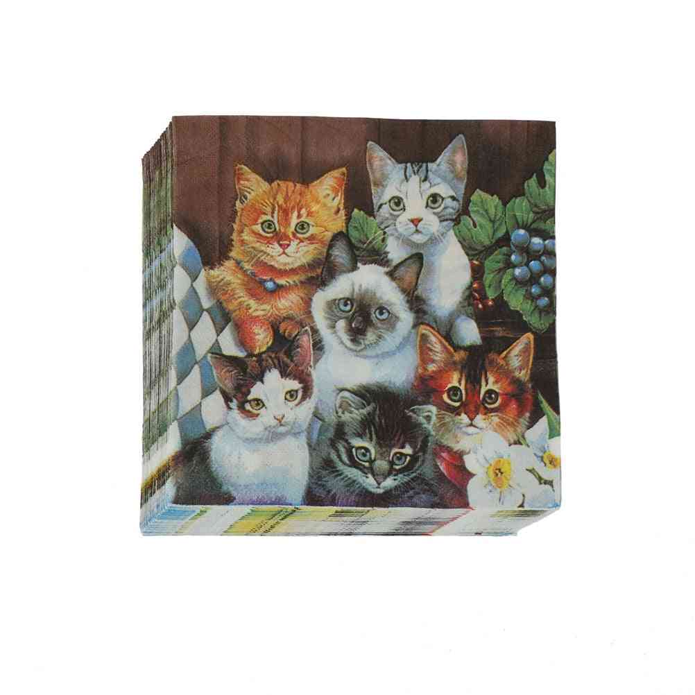 Cat Pet Paper Napkin For Girl Disposable Party Tableware Festive Party Supplies Tissue Decoration