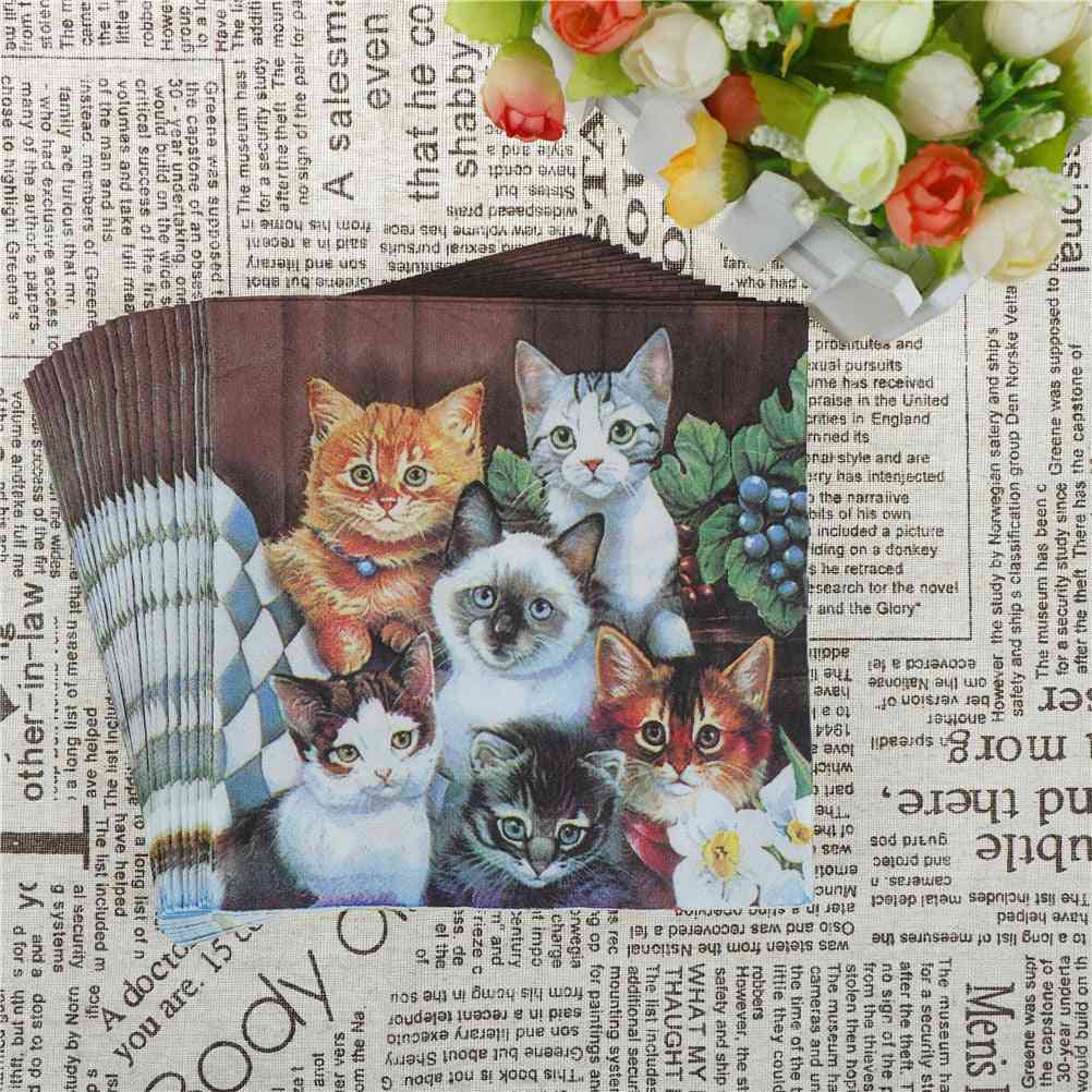 Cat Pet Paper Napkin For Girl Disposable Party Tableware Festive Party Supplies Tissue Decoration
