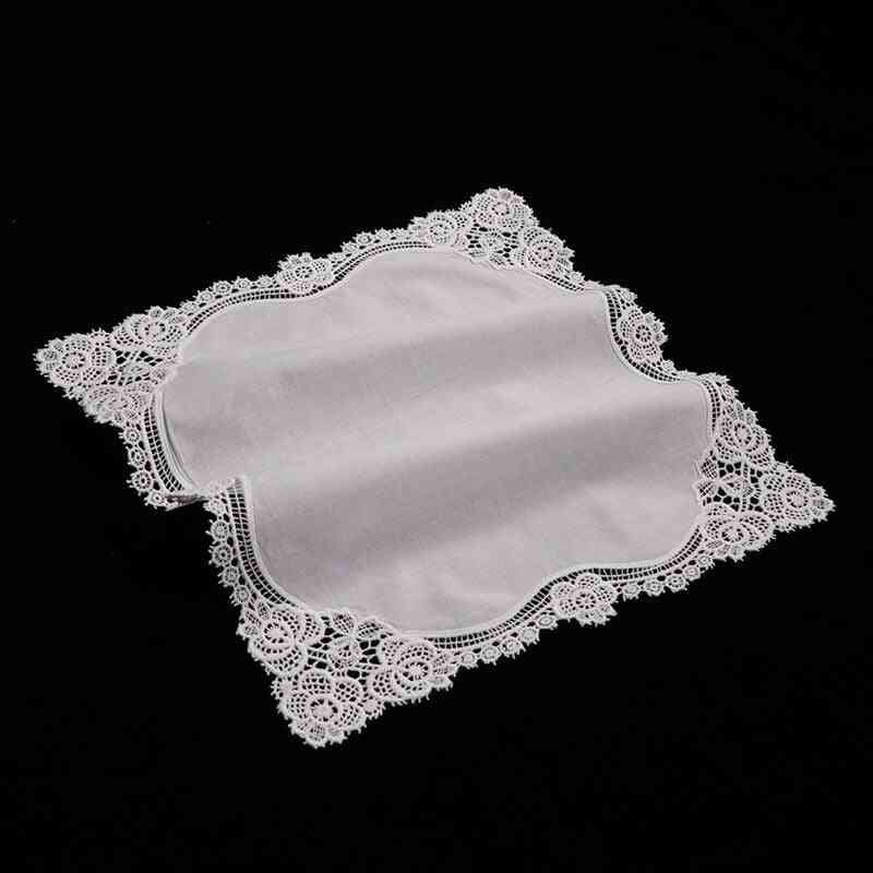 White Premium Cotton Lace Handkerchiefs