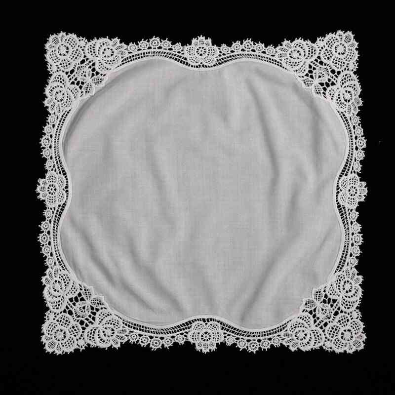 White Premium Cotton Lace Handkerchiefs
