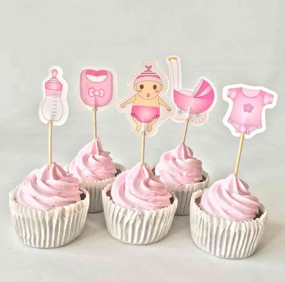 Baby Shower Cupcake Toppers Boy Girl Birthday Party Decorations Kids Festive Event Cake Decorating Party Supplies