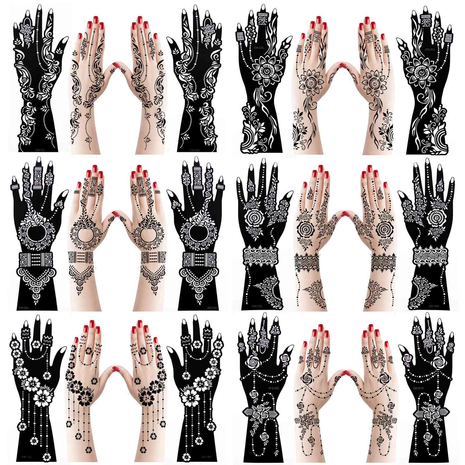 Large Henna Hand Tattoo Stencils
