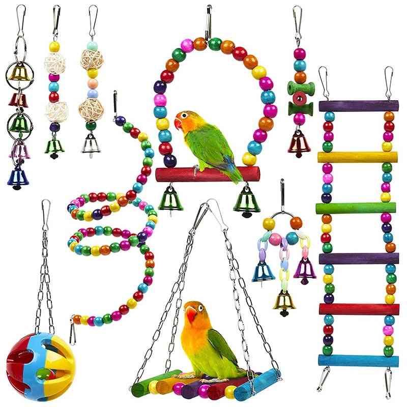 10 Pack Bird Cage For Parrots Reliable & Chewable - Swing Hanging Chewing Bite