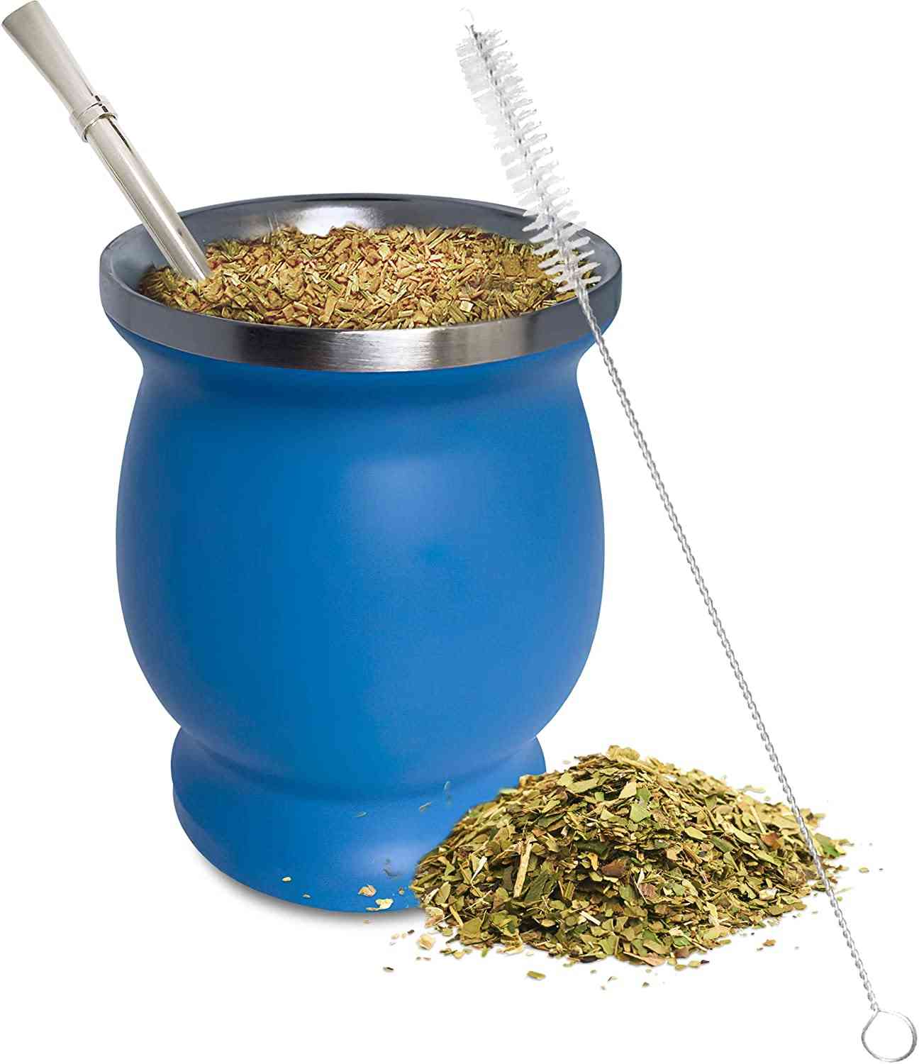 Natural Gourd/tea Cup Set 8 Ounces Bombillas Yerba Mate Straw, Cleaning Brush,